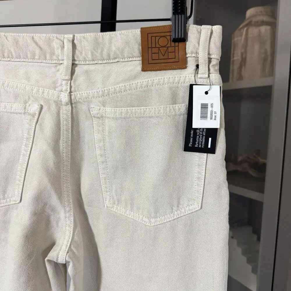 Toteme Cotton Organic Low Taper Slim Leg Smoke Grey Denim Jeans 27 NEW Tan Pants - Picture 6 of 7
